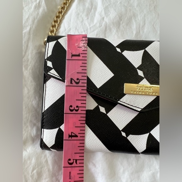Trina Turk | Cell Phone Crossbody Chain Bag Clutch | Black White - Picture 4 of 10